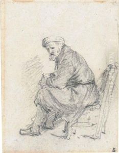 An Old Man Wearing A Turban Seated In Profile To The Left by Harmenszoon van Rijn Rembrandt