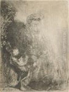 Abraham Caressing Isaac by Harmenszoon van Rijn Rembrandt