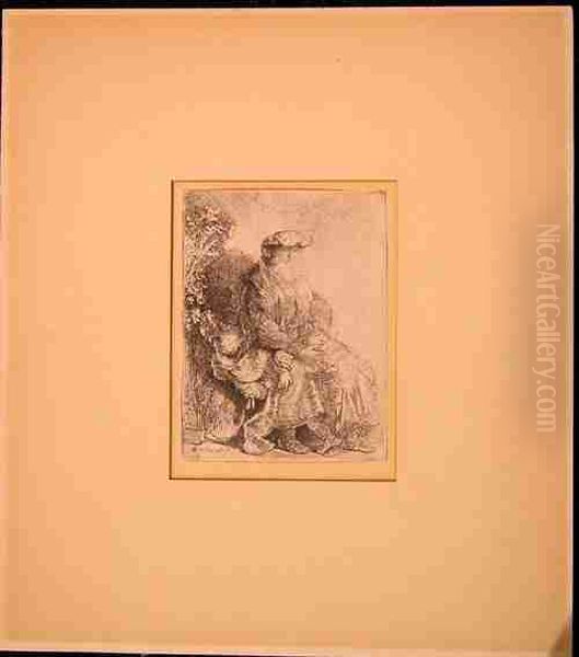 A Gentleman And Young Boy Holding An Apple - view 1