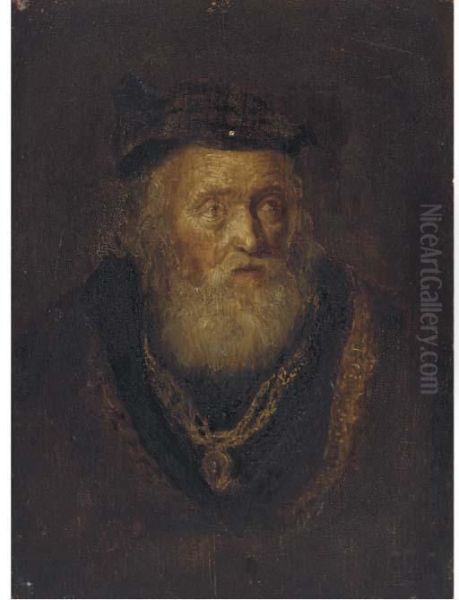 An Elderly Man, Bust-length, In A Cap - view 1