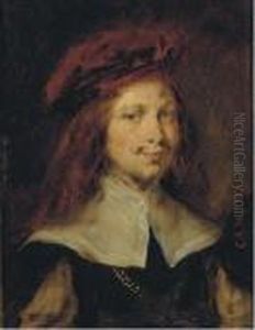 Portrait Of A Gentleman, Bust 
Length, Wearing A Red Cap; Andportrait Of A Lady, Bust-length, Wearing 
Pearl Earrings by Harmenszoon van Rijn Rembrandt