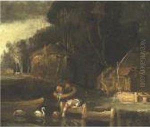 Landscape With A Farm by Harmenszoon van Rijn Rembrandt