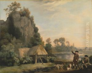 Two Gentlemen Going a Shooting, with a View of Creswell Crags, Taken on the Spot by George Stubbs