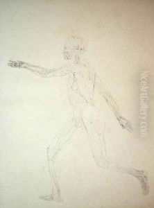 Study of the Human Figure, Lateral View, diagram for key to table XIII, from A Comparative Anatomical Exposition of the Structure of the Human Body with that of a Tiger and a Common Fowl, 1795-1806 by George Stubbs