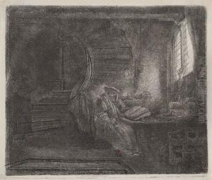 St. Jerome In A Dark Chamber by Harmenszoon van Rijn Rembrandt