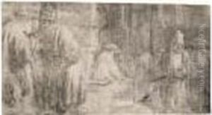 Jews In The Synagogue by Harmenszoon van Rijn Rembrandt
