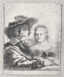 Self-portrait With Saskia (b., Holl.19; H.144; Bb.36-a) by Harmenszoon van Rijn Rembrandt