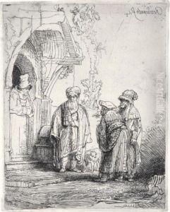 Three Oriental Figures (jacob And Laban?) (b., Holl.118; H.183; Bb.41-f)