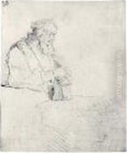 Old Man In Meditation, Leaning On A Book (b., Holl.147; H.218; Bb.45-4) by Harmenszoon van Rijn Rembrandt
