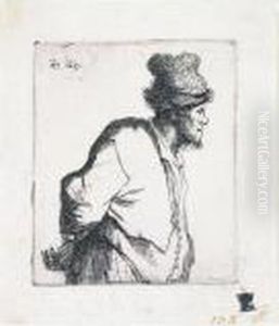 Peasant With His Hands Behind His Back (b., Holl.135; H.69; Bb.31-m) by Harmenszoon van Rijn Rembrandt