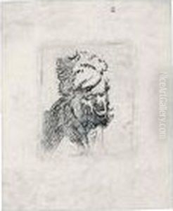 Head Of A Man In A Fur Cap, Crying Out by Harmenszoon van Rijn Rembrandt