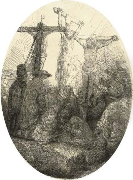 Christ Crucified Between Two Thieves: Oval Plate - view 1