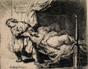 Joseph And Potiphar's Wife by Harmenszoon van Rijn Rembrandt