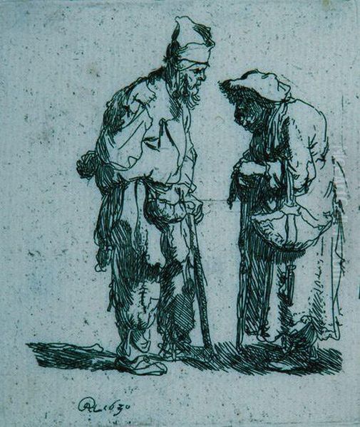 Beggar Man And A Beggar Woman Conversing - view 1