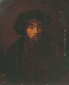 A Bearded Man, Bust-length, With A Black Cap, In A Fiegnedoval