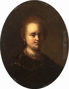Portrait Of Saskia, Bust-length, In A Brown Dress And Pearl Earrings