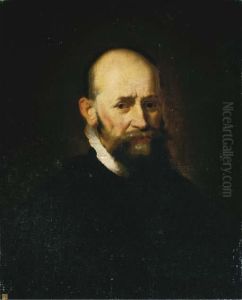 Portrait Of A Gentleman, Half-length, In A Black Costume by Harmenszoon van Rijn Rembrandt