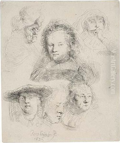 Sheet Of Studies: Head Of Saskia And Others - view 1