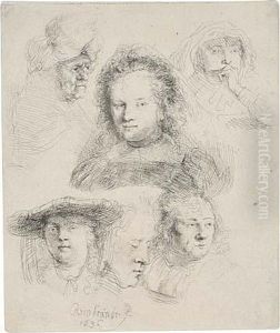 Sheet Of Studies: Head Of Saskia And Others