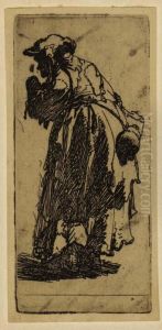 Old Beggar Woman With A Gourd