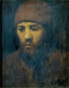 Portrait Of A Bearded Young Man Wearing A Cap by Harmenszoon van Rijn Rembrandt