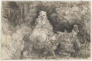 The Flight Into Egypt: Crossing A Brook (b., Holl.55; H.276; 54-d) by Harmenszoon van Rijn Rembrandt