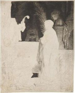 The Artist Drawing From The Model (b., Holl.192; H.231; Bb.39-2) by Harmenszoon van Rijn Rembrandt