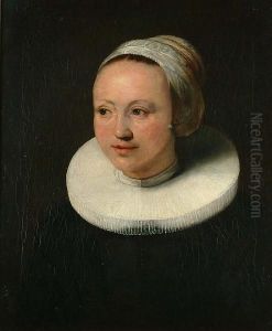 Portrait Of Ariantje Hollaer, Bust Length With A White Ruff And Cap by Harmenszoon van Rijn Rembrandt