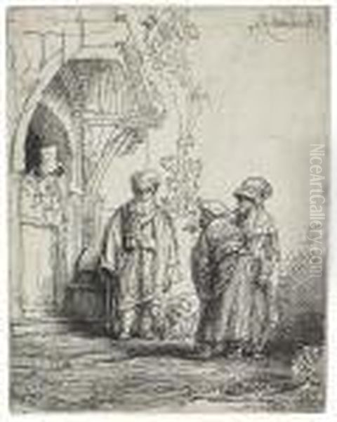 Three Oriental Figures (jacob And Laban ?) - view 1