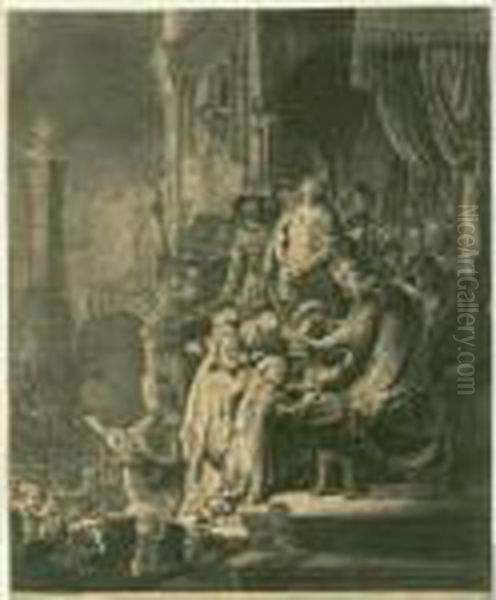 Christ Before Pilate: Large Plate (b., Holl. 77; H. 143; Bb. 35-k) - view 1