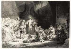 Christ Healing The Sick, 'the Hundred Guilder Print' (b., Holl. 68; H. 124) by Harmenszoon van Rijn Rembrandt