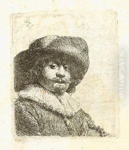 Man In A Broad-brimmed Hat (bartsch 311) by Harmenszoon van Rijn Rembrandt