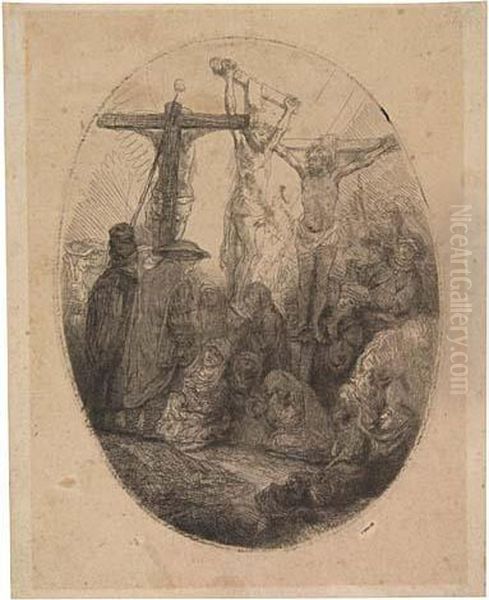 Christ Crucified Between The Two Thieves: An Oval Plate - view 1