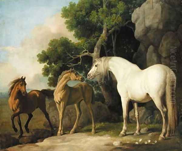 A mare and foal with a bay horse - view 1