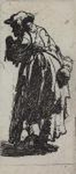 Old Beggar Woman With A Gourd - view 1