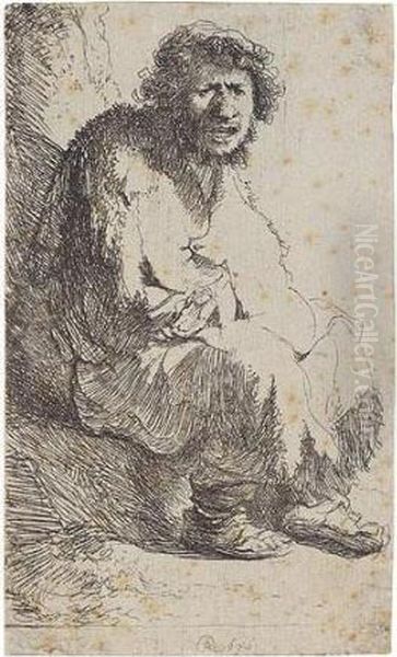 Beggar Seated On A Bank (b., Holl.174; H.11; Bb.30-b) - view 1