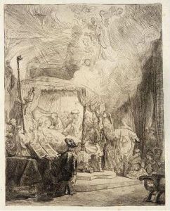 The Death Of The Virgin (b., Holl.99; H.161; Bb.39-a) by Harmenszoon van Rijn Rembrandt