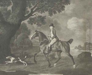 Portrait of a gentleman, thought to be Sir Frederick Evelyn, riding with a hound by George Stubbs