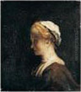 Portrait Of A Young Woman In
Profile, Head And Shoulders, Wearing A Brown Dress And A White Cap by Harmenszoon van Rijn Rembrandt