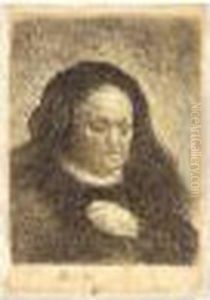 The Artist's Mother With Her Hand On Her Chest: Small Bust (b., Holl.349; H.53; Bb.31-g)