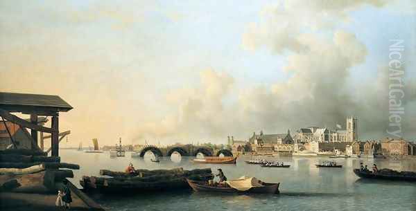 The Building of Westminster Bridge 1750 by Samuel Scott