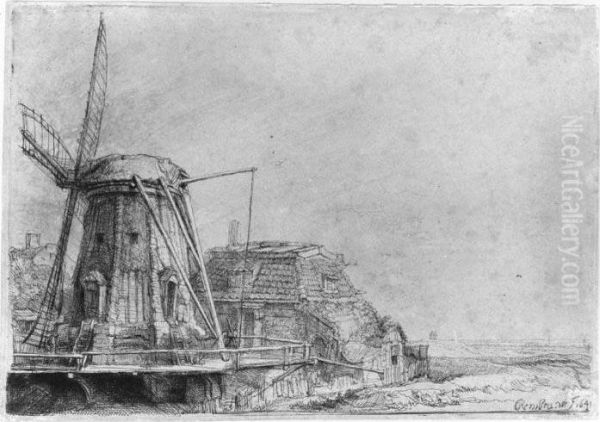 The Windmill (b., Holl. 233; H. 179; Bb.41-c) - view 1