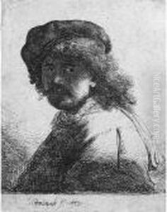 Rembrandt In Cap And Scarf, Face Dark (b., Holl. 17; H. 108; Bb. 33-g) by Harmenszoon van Rijn Rembrandt