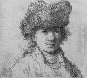 Self Portrait In Fur Cap: Bust (b., Holl. 24; H. 29; Bb. 30-l) by Harmenszoon van Rijn Rembrandt