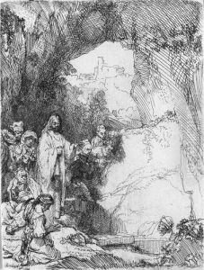 The Raising Of Lazarus: Small Plate (b., Holl. 72; H. 198; Bb. 42-b) by Harmenszoon van Rijn Rembrandt