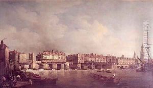 London Bridge before the Alteration in 1757 by Samuel Scott