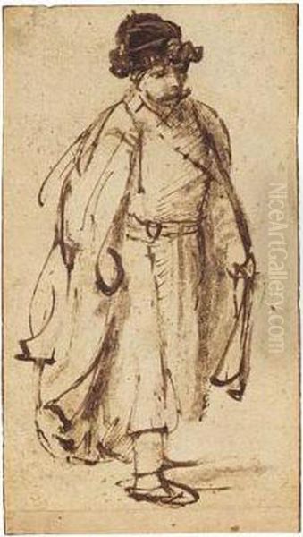 A Man In Fur Hat, Walking To The Right - view 1