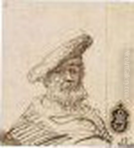 Head And Shoulders Study Of An Bearded Old Man In A Broad Beret - view 1