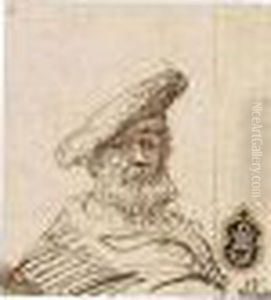 Head And Shoulders Study Of An Bearded Old Man In A Broad Beret by Harmenszoon van Rijn Rembrandt