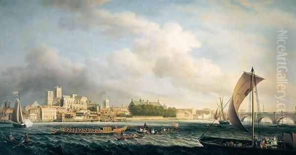 The Thames at Westminster Bridge with Barges 1746 - view 1